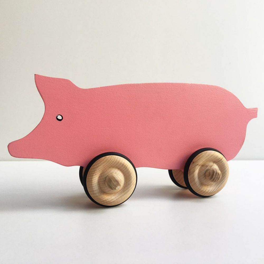 Hubert le cochon sur roues