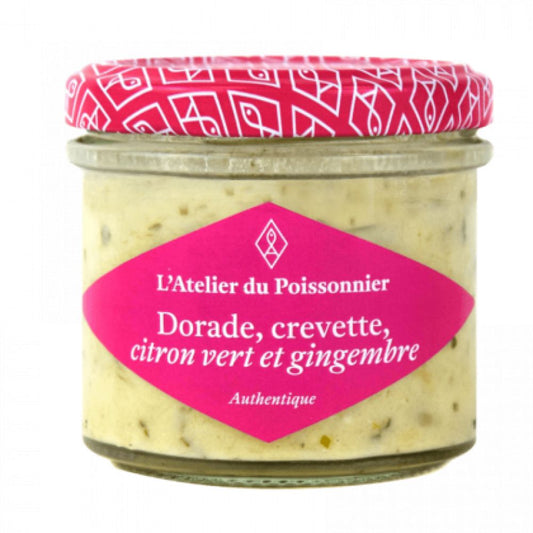 Tartinable de dorade, crevette, citron vert et gingembre