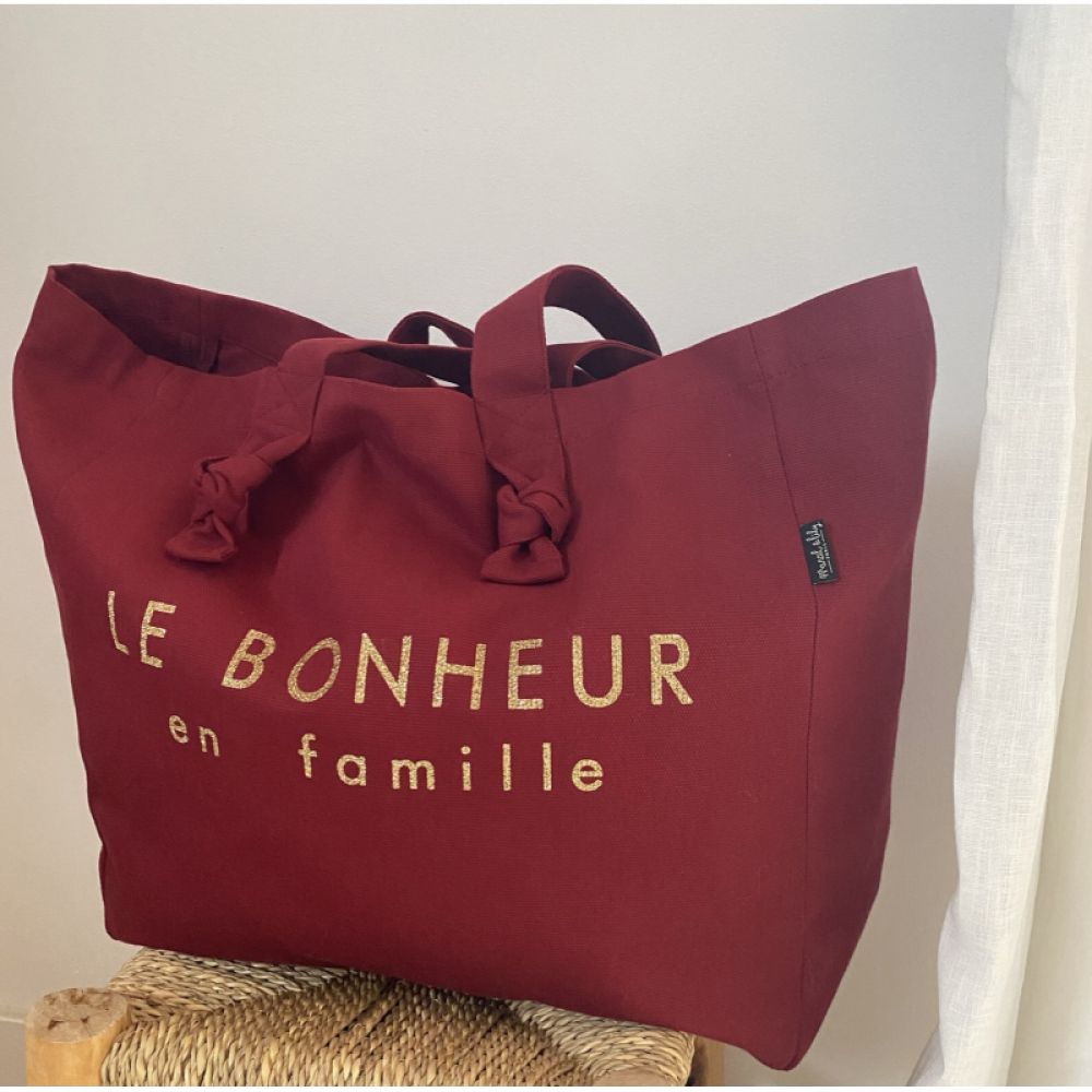 Sac cabas bordeaux - Le bonheur en famille