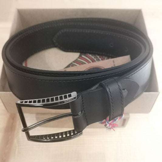 Ceinture cuir 35mm surpiquée- Noir