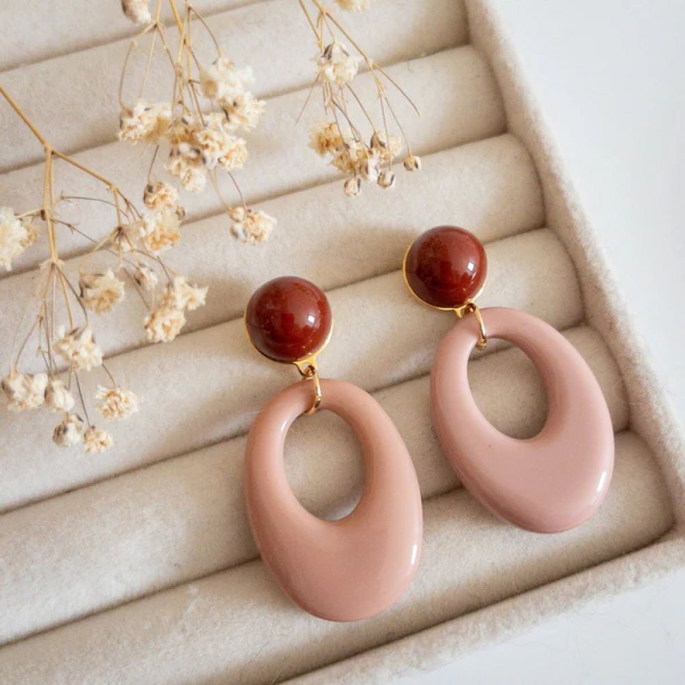 Boucles d'oreilles - Lou - Vieux rose