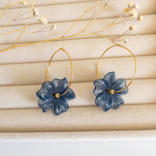 Boucles d'oreilles - Iris - Bleu nacré