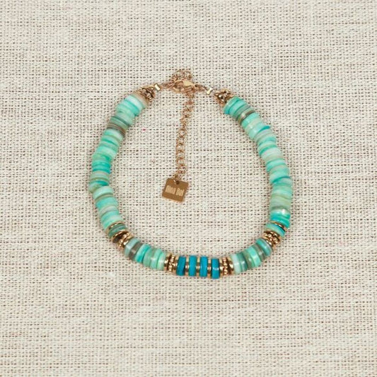 Bracelet - pierres de coquillage turquoises - Samui