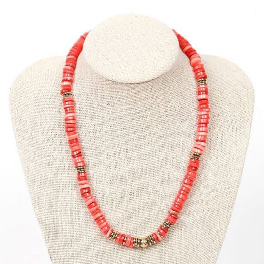 Collier - pierres de coquillage corail - Samui