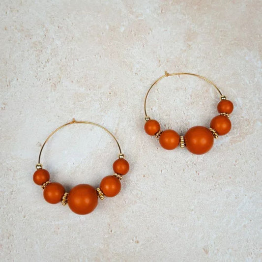 Boucles d'oreilles - Victoire - Créoles terracotta