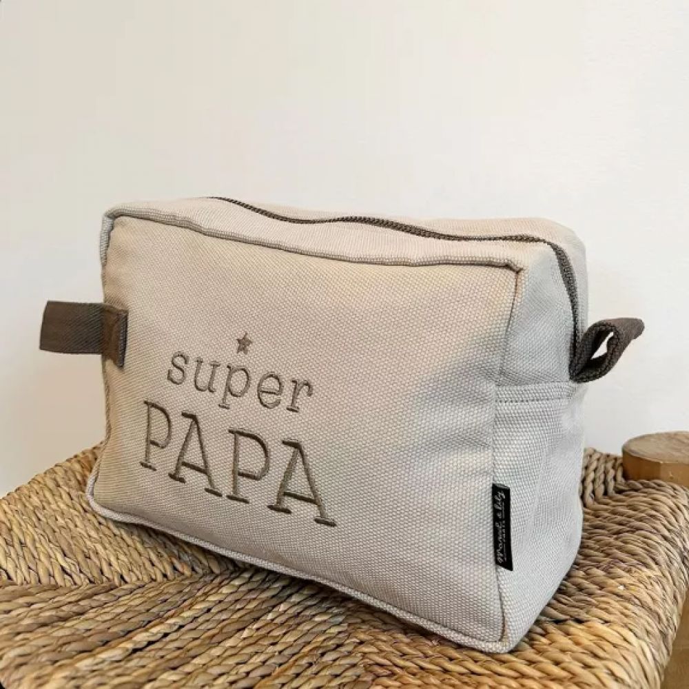 Grande Trousse de toilette mastic brodée - Super papa