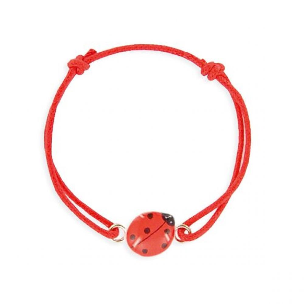 Bracelet enfant cordon - coccinelle