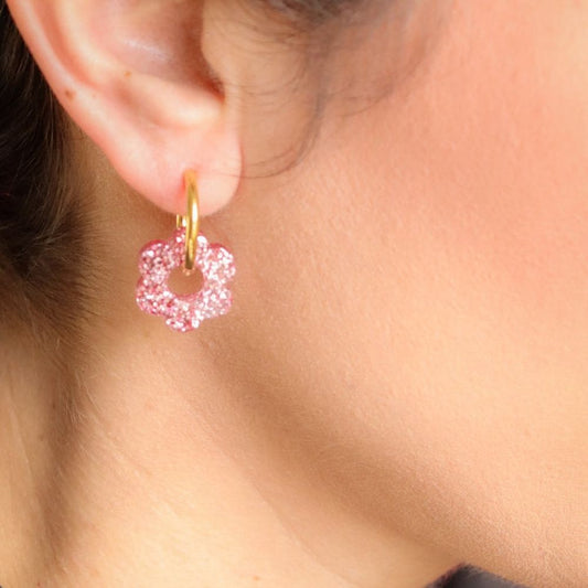 Boucles d'oreilles - Isabelle fleurs - Rose