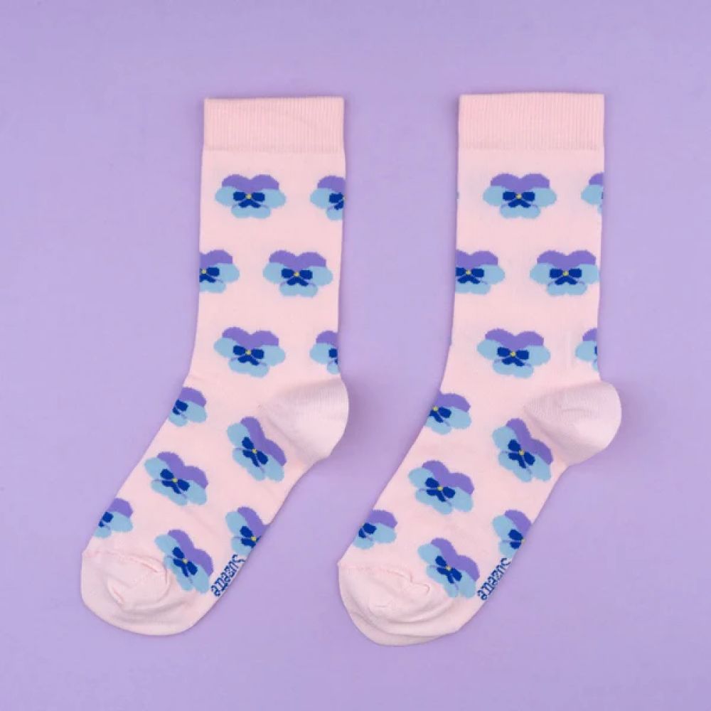 Chaussettes 35/44 - Roses pensées bleues