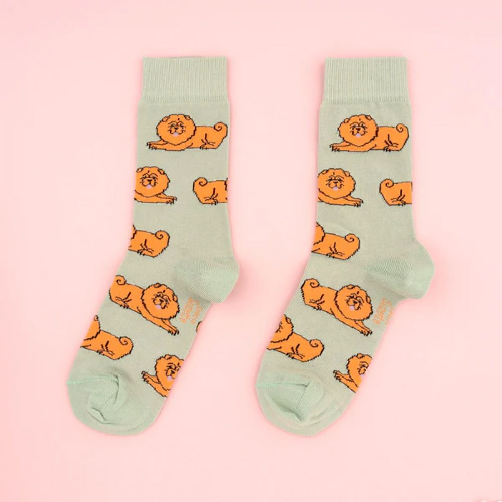 Chaussettes 35/44 - Chow chow vertes