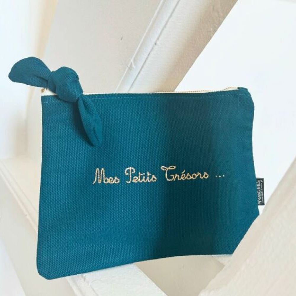 Pochette - bleu paon - Mes petits trésors ...