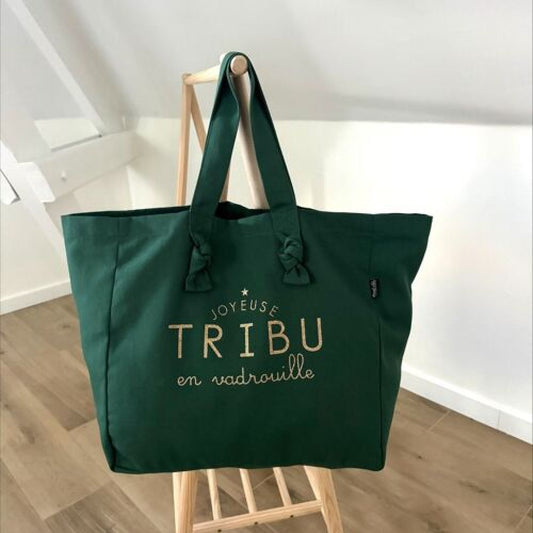 Sac cabas - vert anglais - Joyeuse tribu en vadrouille