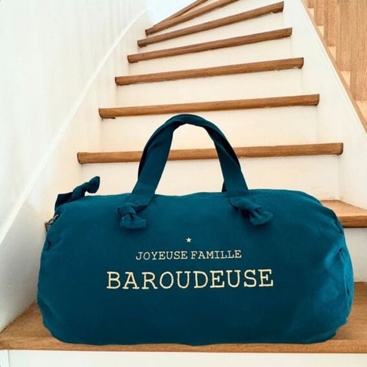 Sac polochon - bleu paon - Joyeuse famille baroudeuse