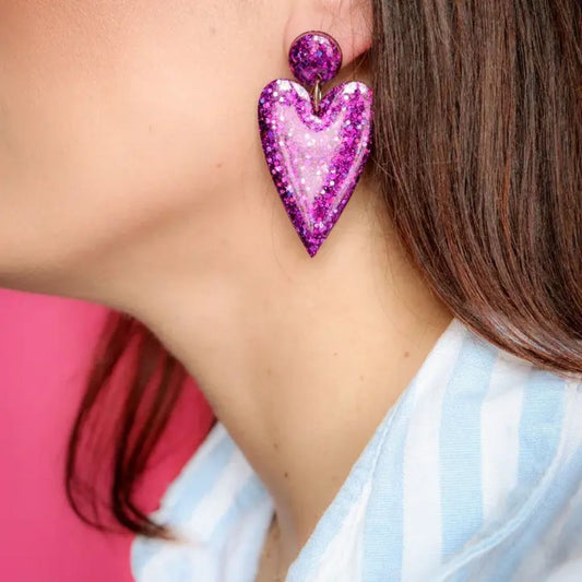 Boucles d'oreilles - Claire gros coeur - Deep violet