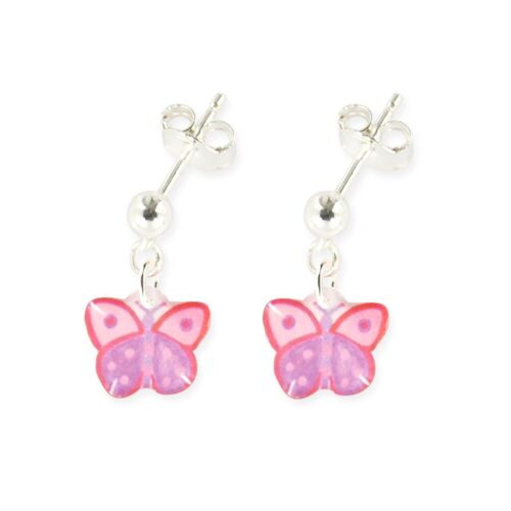 Boucles d'oreilles pendantes enfant argent 925 - papillon