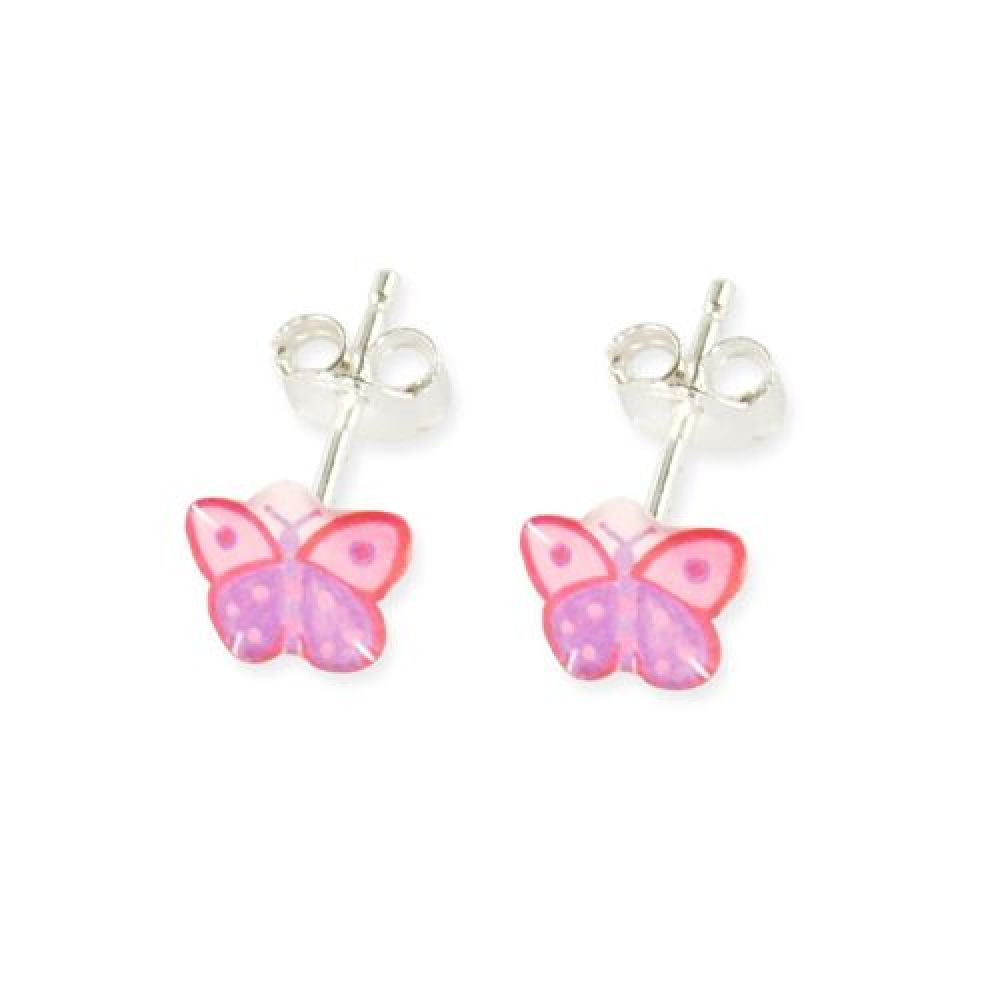 Boucles d'oreilles puces enfant argent 925 - papillon