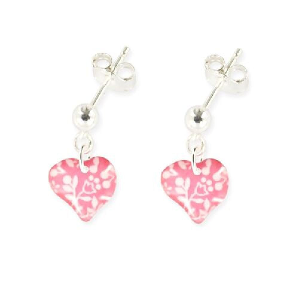 Boucles d'oreilles pendantes enfant argent 925 - coeur