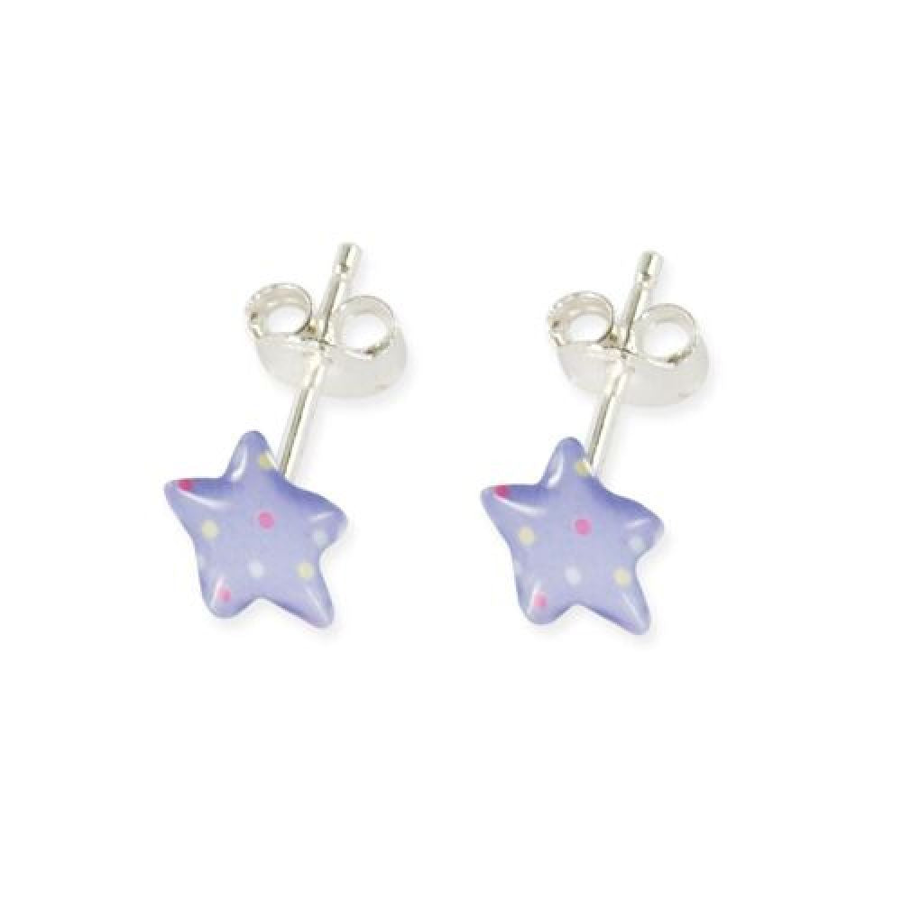 Boucles d'oreilles puces enfant argent 925 - étoile bleue