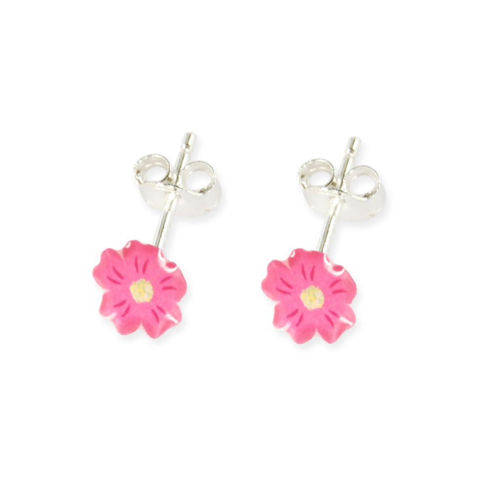 Boucles d'oreilles puces enfant argent 925 - fleur