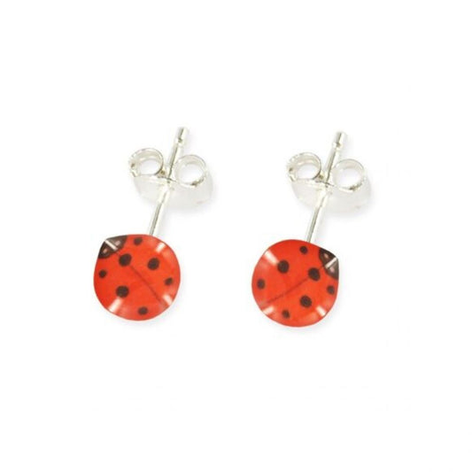 Boucles d'oreilles puces enfant argent 925 - coccinelle