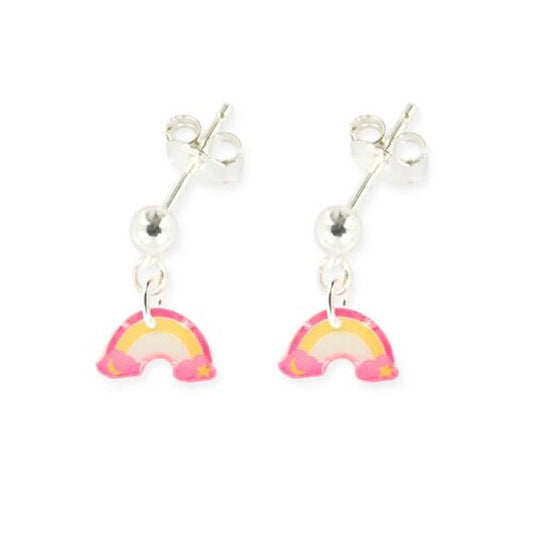 Boucles d'oreilles pendantes enfant argent 925 - arc-en-ciel