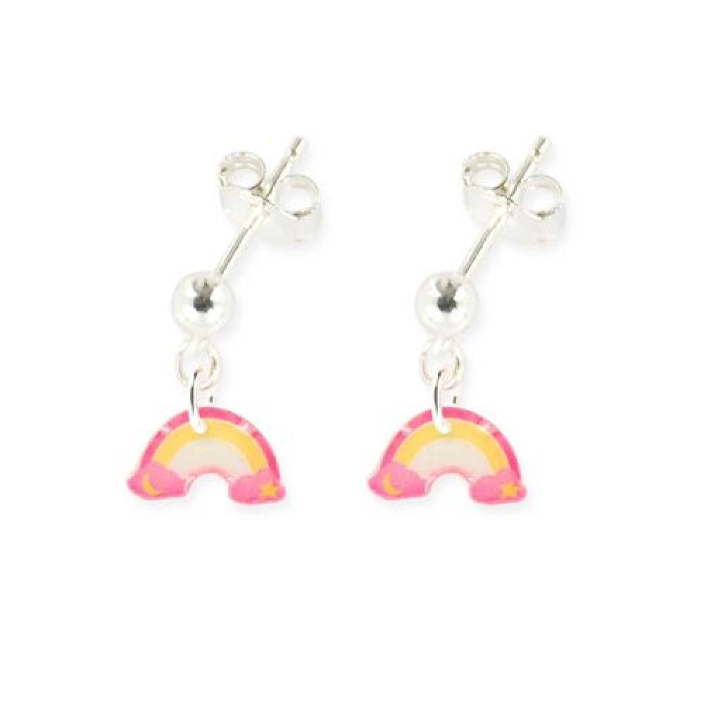 Boucles d'oreilles pendantes enfant argent 925 - arc-en-ciel