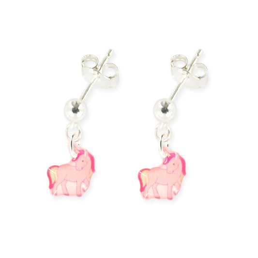 Boucles d'oreilles pendantes enfant argent 925 - licorne