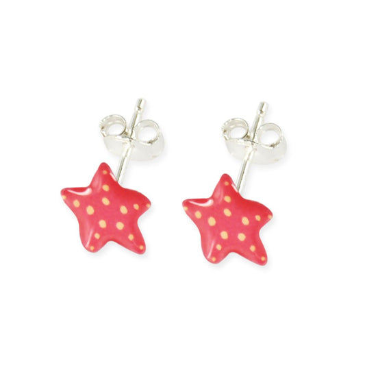 Boucles d'oreilles puces enfant argent 925 - étoile rouge