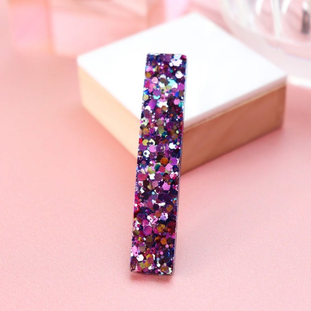 Barrette à cheveux - droite paillettes violettes