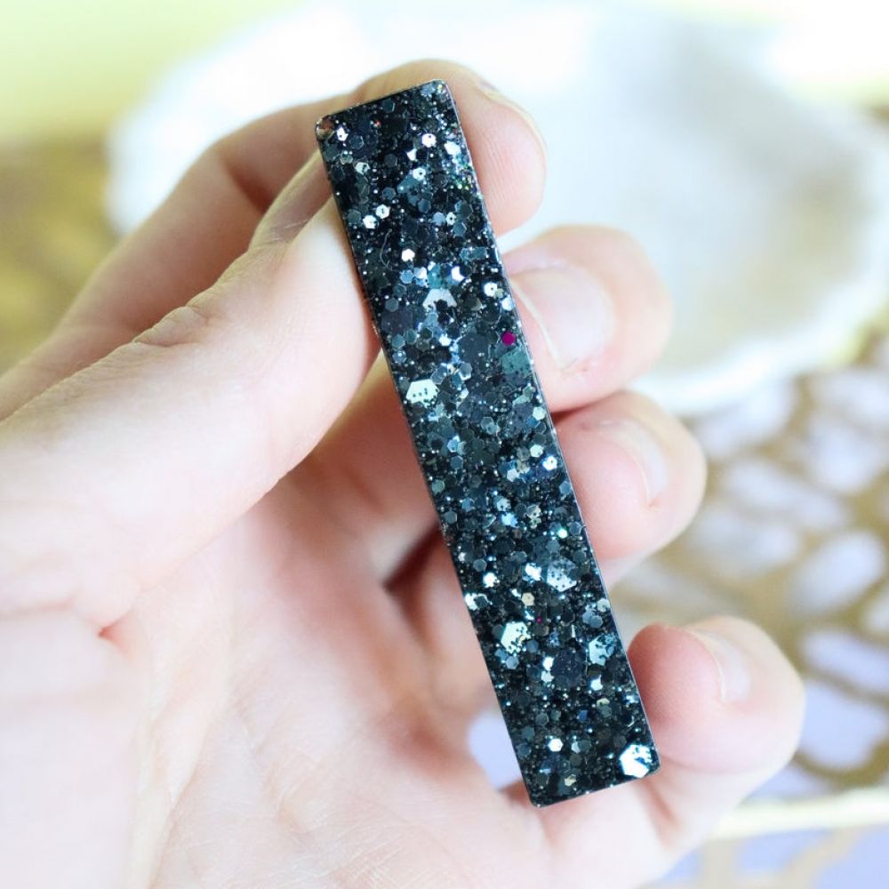 Barrette à cheveux - droite paillettes noires